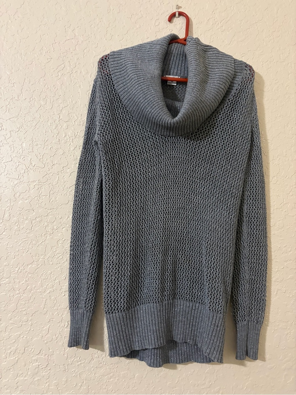 Cache Open-Knit Cowl Neck Sweater - Gray